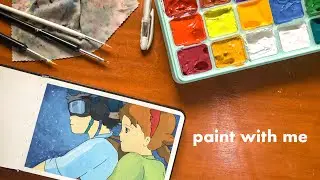 painting studio ghibli scenes with gouache 🌱 // starting a new sketchbook
