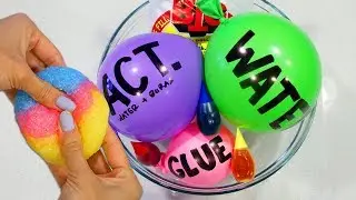 Making Slushee Bead Slime with Balloons & Food Coloring Mixing!