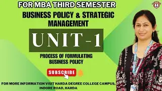 Process Of Formulating Business Policy || UNIT 1 || MBA 3rd Sem || Compulsury Paper