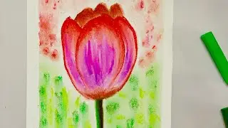How to draw Tulip flower with Soft Pastels || Flower Soft Pastel Drawing for beginners step by step