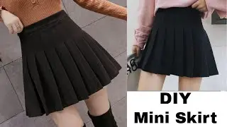 DIY- Pleated Skirt || Mini Skirt || High Waist Pleated Skirt || Mini Skirt Cutting and Stitching ||