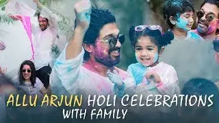 Stylish Star Allu Arjun Celebrates Holi With His Family | Manastars