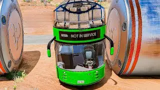 City Buses | Cargo Truck Bollards Crash #beamngdrive #caminh&atilde;o