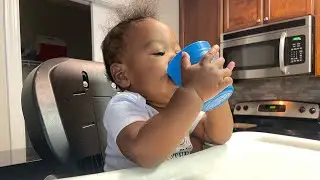Baby Amarius Drinks from a Cup for the First Time! 🍼💦 | 6-Month Milestone Moment!
