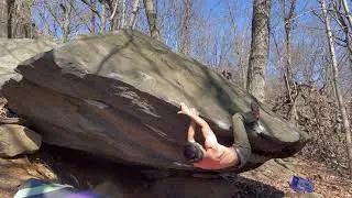 Crawling Spider Stand (V6) - NYC Bouldering: Highbridge Park South (Thousand Spiders Boulder)