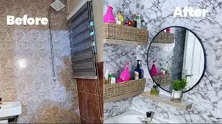 My small bathroom makeover, using waterproof wallpaper / my Lagos apartment update