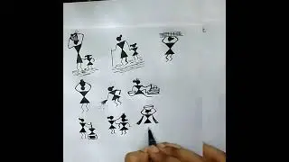 warli painting basic shapes for beginners ❤️❤️❤️#warlipanting #shorts
