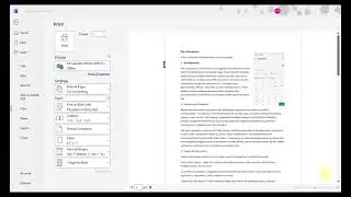 MS word Print Settings complete. File menu , print settings (collate, portrait etc.)