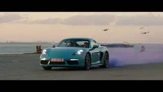 Race drones vs.  Porsche 718 Cayman.