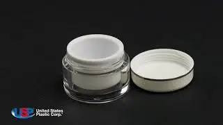 8mL Clear Acrylic/White Polypropylene Silver Trimmed Round Jar with Cap | U.S. Plastic Corporation&reg;