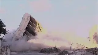 The Sheraton is imploded using controlled demolition