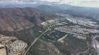 Hillside community overview, Aerial perspective of planned residential hillside development layout