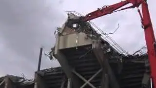 Old Press Box at Romney Stadium towards end of demolition