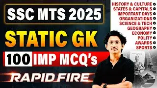 IB MTS 2025 Static GK | 100 Important MCQs | Rapid Fire Revision for Exam | By Ravi Sir
