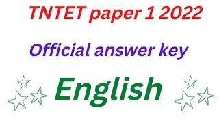 TNTET paper 1 official answer key English 2022|master Question paper and tentative key from TNTET