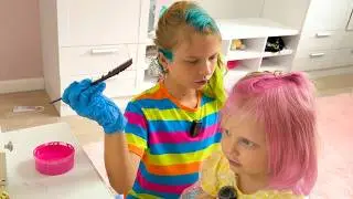 SOFIA AND NIKA DYED THEIR HAIR FOR THE FIRST TIME. SOFUNYA THE MISCHIEVOUS