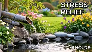 🍃 Stress Relief | Calm Bamboo Stream & Healing Piano (3 Hours)