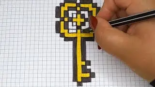 DIY Handmade Pixel Art | How to draw a Golden Key | Easy Valentines Day Mothers Day Drawing