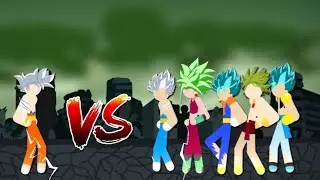 Goku Ui vs Vegeta UI, Gogeta ssj Blue, Vegeta Ssj Blue, Kefla ssj Green and Broly ssj Green.