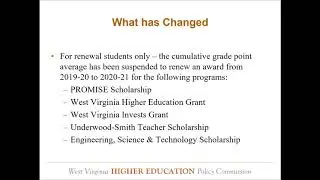 WV Financial Aid Update April 2020