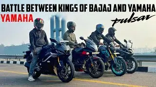 || Bajaj Pulsar RS200 vs Pulsar 220f vs  vs Yamaha R15 v4 vs MT-15 || Quad Battle || Long Race