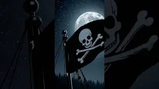 A Pirate Flag Flies at Night. #pirateflag #bingimagecreator #aiart #animation #night