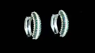 White and Blue Diamond Hoop Earrings 1/2 Ct in Sterling Silver | MyJewelryBox
