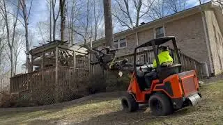 Tree removal from deck - Cast Loader 28T (our first YT video)