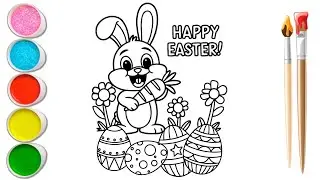 Coloring Bunny and Easter Egg - Easy Fun Coloring Video for Kids