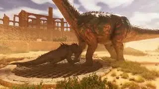 Epic Ark Battle: Sarco Suchus vs. T-Rex!~
