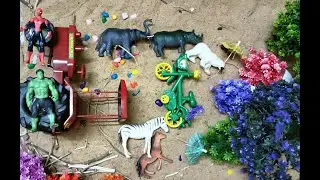 Horse Elephant Zebra Bear Toys Story| Spiderman And Hulk Toys| Joyful Toyland|