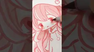 Drawing Chibi Bunny Girl with only Pinks #anime #challange #プロセカ
