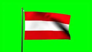 Austria flag waving over green screen