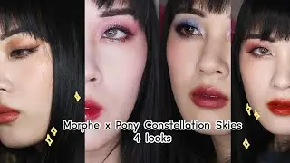 🌙Morphe x Pony✨Constellation Sky Artistry Palette: 4 LOOKS (monolid makeup tutorial)