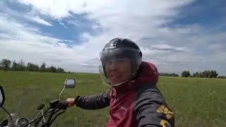 Suzuki volty motorcycle trip. Talgar Lake, Astana, Kazakhstan