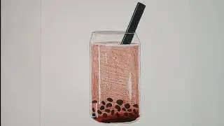 Easy Boba Drink Drawing Tutorial for Beginners | How to Draw a Realistic Bubble Tea