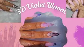 Soft Glam Nail Art | Gel-X Violet Glitter Tips + Chrome + 3D Florals | NailGlowByJoy Abu Dhabi