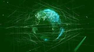 Green screen Digital Earth rotating within particles