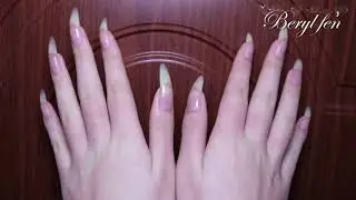 ASMR: natural long nails tapping on wood by our model Beryl (video 10)