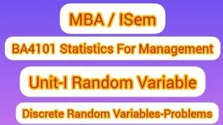 BA4101|Statistics For Management|  MBA|Anna University|Engineering #