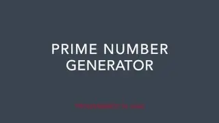 Prime Number Generator