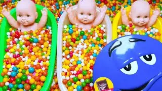 Full of 3 Rainbow 🌈 BathTubs Candy with M&M's & Magic Slime Cutting Video | Gummy Candy asmr 💜💚