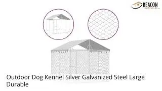 Outdoor Dog Kennel Silver Galvanized Steel Large Durable