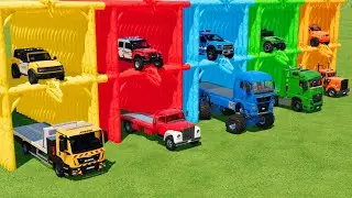 DELIVERY COLORED POLICE CARS WITH EVACUATOR TRUCKS! Farming Simulator 22