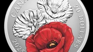 REMEMBRANCE DAY POPPY'S 2025 CANADA 1oz .9999 Pure Silver Proof $20 Coin