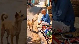 Cute dog steals a bicycle 🚲 for his child 🐕 #ai #dog #shorts