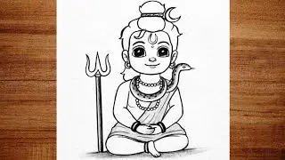 Easy Cute Lord Shiva Drawing Step by Step ✍️ | Baby Shiva Drawing | Mahadev Art