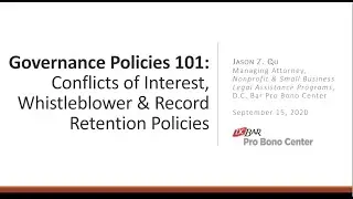 Nonprofit Governance Policies 101 - Conflict of Interest, Whistleblower & Record Retention Policies