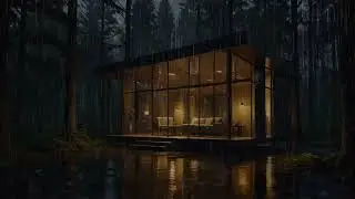 Night Rain on a Glass Wall Cabin | Deep Sleep Rain Sounds ASMR