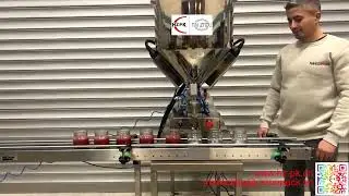 HZPK Table Top Ketchup Piston Filling Machine With Conveyor Belt